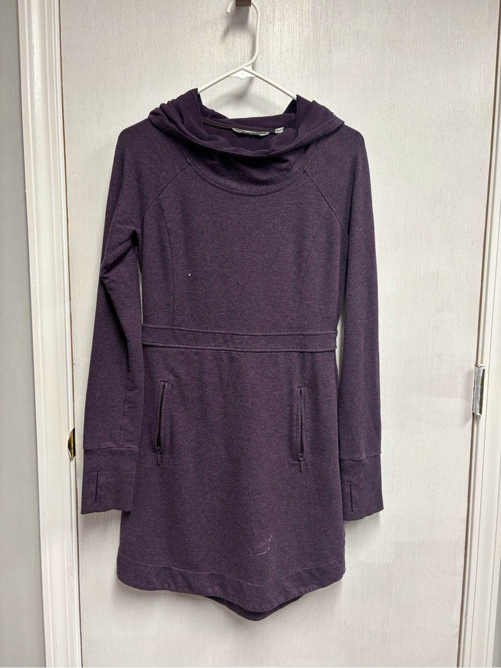 Athleta Deep Purple Hooded Long-Sleeve Casual Dress